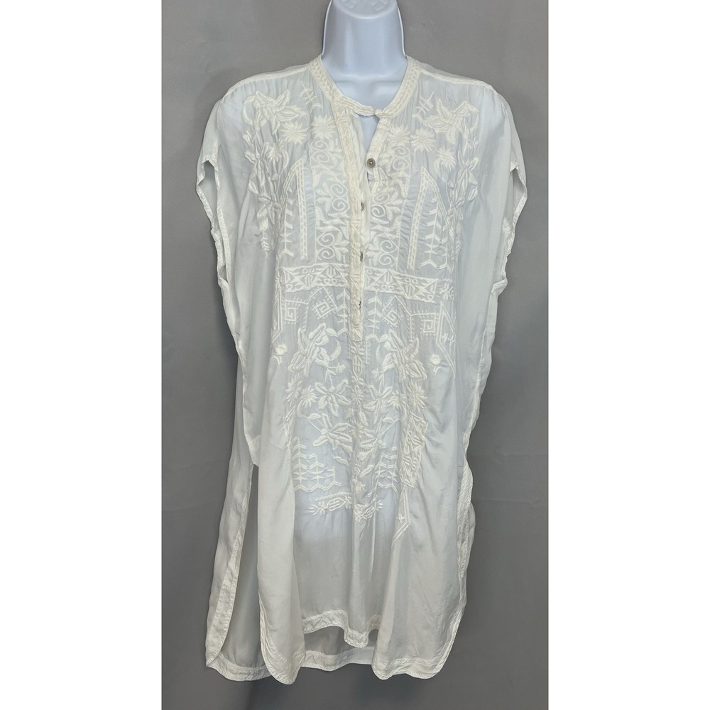 Johnny Was Women's XS Tank Floral Embroidered Sleeveless Tunic Top Blouse Boho